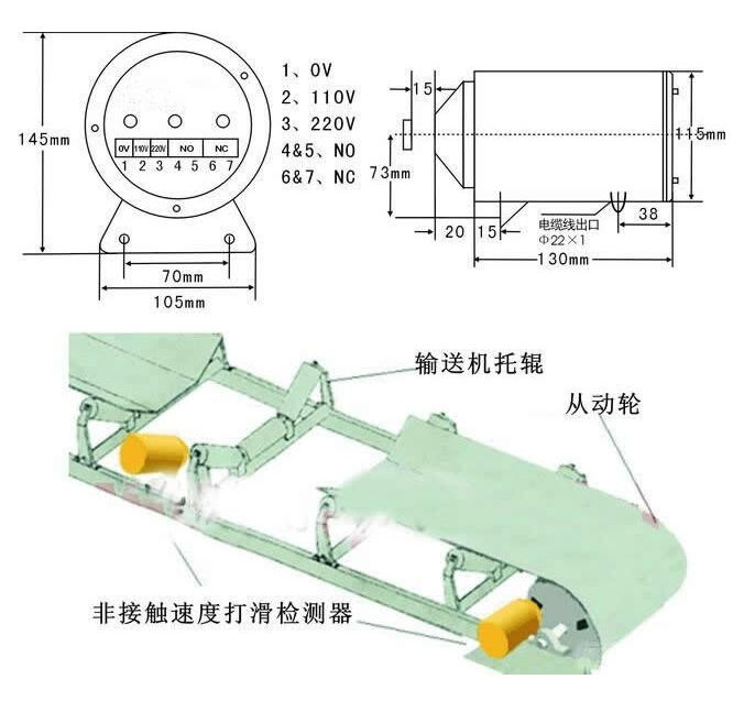 非接觸式打滑開(kāi)關(guān)安裝示意圖